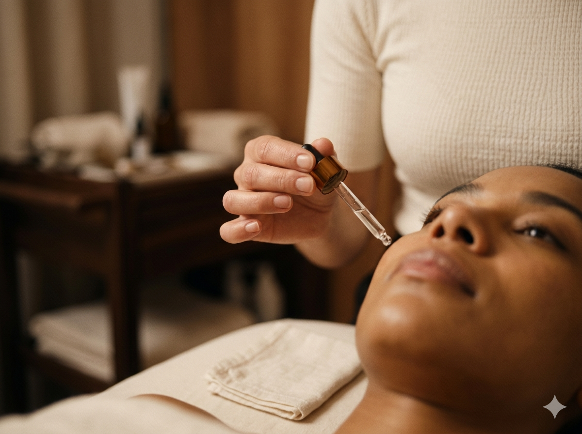 Cheek with even, clarified tone after a chemical peel.